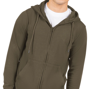 New <b>Mens</b> Olive <b>Green</b> Zip Up <b>Hoodie</b> Soft Cotton Fleece Sweatshirt with Front Pockets and Adjustable Hood for Casual Streetwear's - Product Image 2