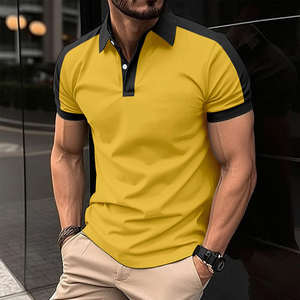 2024 Hotsale hombres 100% algodón lienzo manga corta para Polos Color sólido bordado técnica - Product Image 3