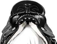 Silla de Montar Premium Ligera para Caballos Ingleses y Vaqueros, Diseño para Carreras de Barriles, Duradera, de Cuero Sintético y SWAT, Confort ProMax