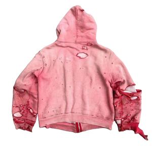 Nouveau Style Street wear personnalisé lavage à l'acide détresse lourd 100% coton fermeture éclair sweats à capuche Double mariné à la mode fermeture éclair sweats à capuche - Product Image 2