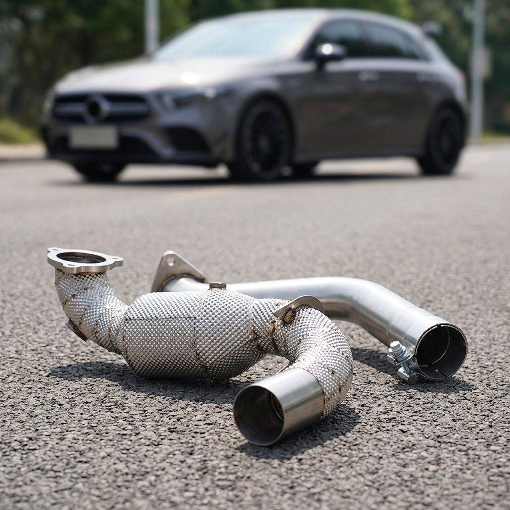 VantaFlow Raw Finish With Heat Shield Catted Downpipe for Mercedes-Benz A35 AMG 2.0T W177 2020-2023