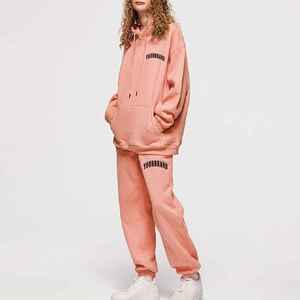 High Quality Winter ELEGANT Cotton Women's Tracksuit Customizable <b>Hoodie</b> Pants Set Solid Color Loose Fit 2 Piece Jogging Suit - Product Image 1