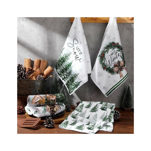 Serviette de cuisine quotidienne en coton 100% brodée, texture slub, séchage rapide, haute absorption, teinture naturelle, motif pin de ferme, 18x28 pouces - Product Image 6