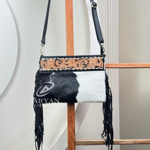 Vente chaude nouvelles femmes grande capacité de haute qualité en cuir usiné à la main frange bandoulière sacs à bandoulière concepteur sacs à main en peau de vache - Product Image 1