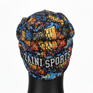 Gorro de gorro de moda para mujer, gorro de poliéster GSM Premium, tejido elástico, estampado multicolor vibrante, logotipo personalizado, gorros de Jacquard en relieve - Product Image 5