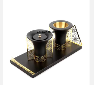Brûleur ensemble couleur noire design de luxe islamique décoratif Bakhoor brûleur métal encens Antique arabe porte-encens ensemble à vendre - Product Image 1