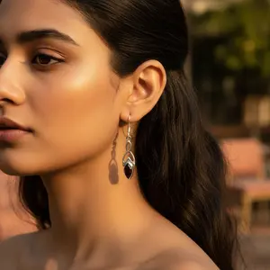 Pendientes de Plata 925 con Granate para Mujer, Joyería de Moda para Uso Diario - Product Image 1