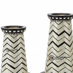 Un fournisseur indien propose un bougeoir fait à la main avec incrustation d'os vert, motif chevron, bougeoir décoratif - Product Image 4