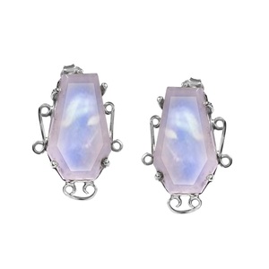 ต่างหูพลอยสีเงินสเตอร์ลิงทำมือรูปโลงศพสีรุ้งประดับมุกและเพชร925สไตล์น่ารัก - Product Image 6