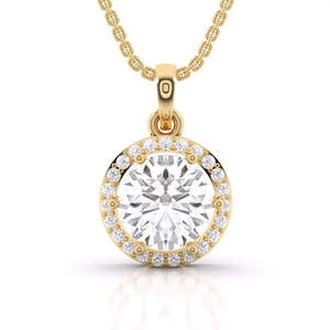 Colgante Solitario con Halo de Diamantes de Corte Redondo, 4.30 Ct, Color F, Claridad VS, Diamante Cultivado en Laboratorio en Oro de 14K, Regalo de Aniversario de Bodas - Product Image 2