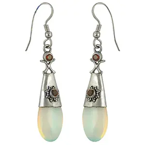 Boucles d'oreilles pendantes en argent 925 plaqué or 18 carats avec opale et pendentif en or blanc, ornées de diamants et de perles pour femmes - Product Image 1