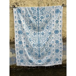 Floral Embroidery Suzani <b>Single</b> <b>Bedspread</b> Colorful 100% Cotton Handmade Bed Cover for Bedroom & Hotel Use - Product Image 3