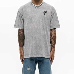 T-shirt décontracté de haute qualité, effet délavé, confortable, style streetwear, coton doux, tissu durable, idéal pour un usage quotidien - Product Image 1