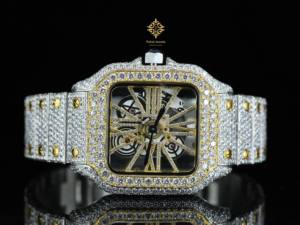 Bisel de Reloj de Acero Inoxidable con Incrustaciones de Diamantes de Moissanita, Chapado en Oro Amarillo VVS, Piedra Preciosa para Unisex - Product Image 5