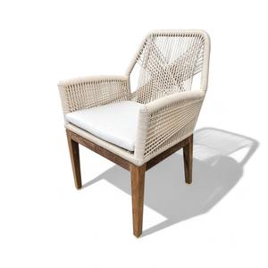 Sillón de cuerda de madera de teca Premium moderno para Hotel, ocio, comedor, muebles de exterior para jardín, piscina, muebles de cocina tapizados - Product Image 6