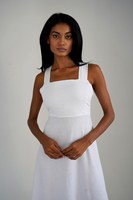 Robe longue blanche 100% lin, écologique, respirante, unie, teinte, mignonne, douce, bohème, vintage, à fines bretelles, lavable, naturelle