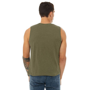 Camiseta de lona verde Bella para hombre, camiseta sin mangas con espalda cruzada, 6008 - Product Image 3