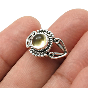 Luxe haute naturel Citrine pierre de naissance pierre précieuse 925 argent Sterling pile anneaux à la main bague fine en gros bijoux OEM ODM - Product Image 1
