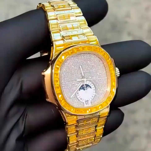 Relojes de Pulsera Modernos y Personalizados de Hip Hop, de Acero Inoxidable, con Esfera Cuadrada y Diamantes Negros y Blancos Cultivados en Laboratorio, para Hombre - Product Image 4