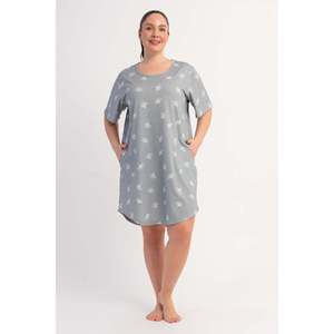 KADIN P.SUPREM XXL O YAKA KISA KOL ETEGI OVAL CEPLI TUNIK - SAF GRI - SAF GREY - Product Image 2