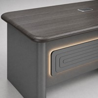 Ensemble de bureau moderne Ekintop, finition grain de bois, table de direction avec armoire de rangement, bibliothèque pour bureau