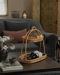 Bandeja de Mimbre Tejida a Mano de 2 Niveles con Asa, Bandeja de Servicio de Mimbre Natural para Decoración de Mesa de Cocina, Hogar y Hotel, de Vietnam - Product Image 5