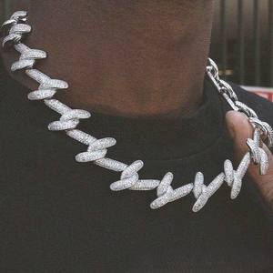 Collar Hip Hop con Diseño de Gancho de Plata 925, Moissanita VVS, Estilo Hielo, Unisex, para Cadena Cubana Certificada, Chapado en Oro - Product Image 3