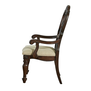 Chaise de salle à manger en bois massif avec accoudoirs et siège en tissu doux, design équilibré pour les salles à manger décontractées et formelles - Product Image 3