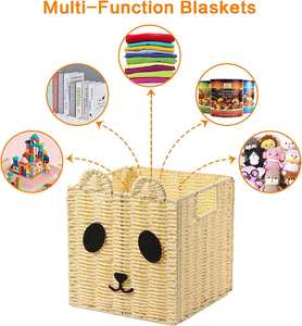 Cesta de Almacenamiento de Juguetes para Niños, Tejida con Cuerda de Papel, con Forma de Panda Natural - Product Image 4