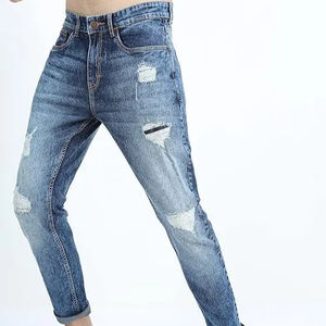2025 New Antique Wash <b>High</b> <b>Rise</b> Slim Skinny Print Distressed Waist Blue Denim Pants for <b>Men</b> <b>High</b> Street Straight <b>Jeans</b> Plus Size - Product Image 2
