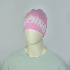 Haute qualité Streetwear hiver Jacquard Satin doublé hommes Skully bonnets logo personnalisé tricoté bonnets chapeau hiver chaud soie doublé - Product Image 4