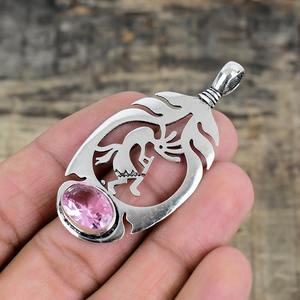 Quartz rose pierres précieuses bijoux pour femmes argent Boho Style pendentif bijoux 925 argent Sterling tendance pendentif fait main cadeau pour - Product Image 2