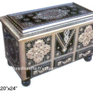 Boîte en bois antique avec couvercle en laiton Boîte design par Calvin Handicraft - Product Image 5