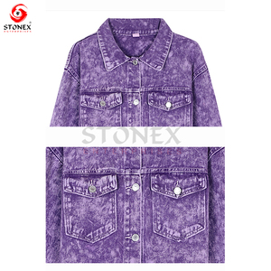 2023 femmes élégant teinture cravate veste haute qualité Denim Crop veste pour jeunes filles dernières dames vêtements d'extérieur à la mode - Product Image 4