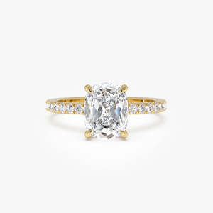 Cautivador Anillo de Diamante Cultivado en Laboratorio con Corte Cojín, Banda Pavé y Halo Oculto, 2.45 Ct E-F VS, Oro de 14K, para Regalo de Aniversario Nupcial - Product Image 1