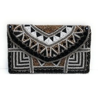Bolso de mano con cuentas de semillas multicolor para mujer y niña, bolso de mano bordado con cuentas de semillas con estilo para mujer y Niña