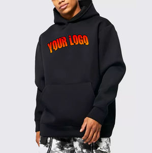 100% coton hommes lourd bouffée impression pull à capuche noir automne Street Wear pull survêtements - Product Image 1