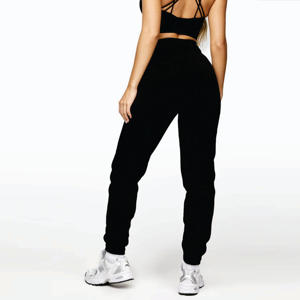 Custom Manufacturer Embroidered Logo 65% Cotton 35% Polyester Linear Tape Fleece Jogger <b>Black</b> <b>Women's</b> Tracksuit Bottoms - Product Image 2