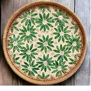 Plateau en incrustation d'os en forme d'hexagone de designer Plateau décoratif fait à la main pour la cuisine, la table basse et la décoration intérieure moderne - Product Image 6