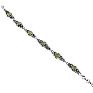Bracelet en argent 925 pour femmes avec pierre verte, bijoux de mode - Product Image 1