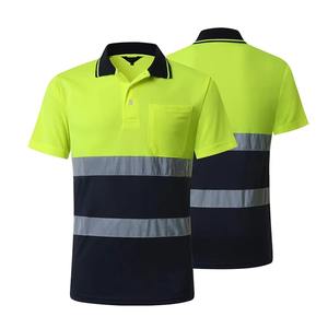 Reflective Safety Work <b>Shirt</b> <b>Men</b> Workwear Polo <b>Shirt</b> Fluorescent <b>Yellow</b> High Visibility Protective Reflective Safety Polo <b>Shirt</b> - Product Image 1