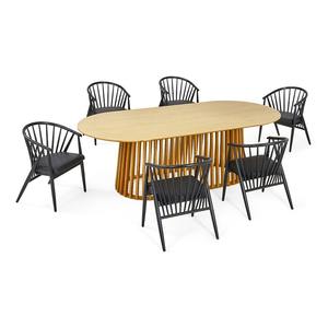 Chaise de salle à manger à lattes Carson, finition chêne naturel noir Meuble teck acajou Suar 2110135 - Product Image 5