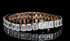 Bracelet de tennis en argent sterling avec diamant taille émeraude, cadeau de fiançailles étincelant élégant pour femmes, bijoux de luxe - Product Image 4