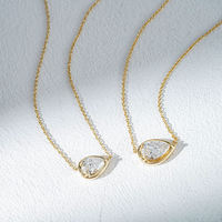 Pendentif de luxe pour femme avec diamant de laboratoire taille poire serti clos, plaqué or rose, or blanc, argent et rhodium, certifié IGI