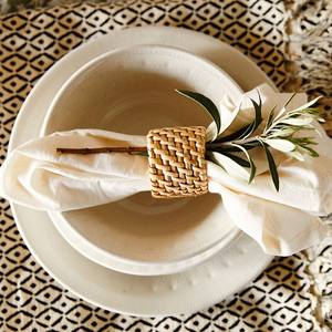 Set complet de serviettes de table en rotin tissé à la main, autocollants, assiettes de napperon, décoration, 100 pièces - Product Image 5