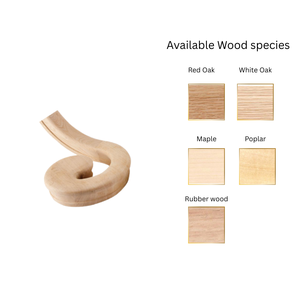 Haute qualité 7232 peuplier gauche volute main courante raccord en gros pièces d'escalier en bois massif OEM ODM disponible pour tout escalier - Product Image 4