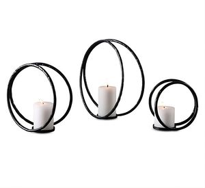 Juego de 3 candelabros de Metal con recubrimiento en polvo de diseño de anillo, iluminación decorativa de Metal de alta calidad para Home Hotel & Spa - Product Image 1