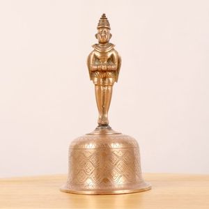 Campana de latón puro hecha a mano Campana de mano de latón vintage con mango de madera Campana de peón de metal de nueva apariencia para oficina en precio al por mayor - Product Image 6