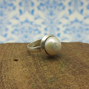แหวนเงินแท้925ไข่มุกน้ำจืดน้ำหนักเบาแหวนโบโฮสำหรับช่างฝีมือครบรอบ - Product Image 1