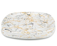 Service de table en mélamine de haute qualité, triple revêtement, 24 pièces, anti-taches de curcuma, résistant aux bris, assiettes, bols, demi-assiettes